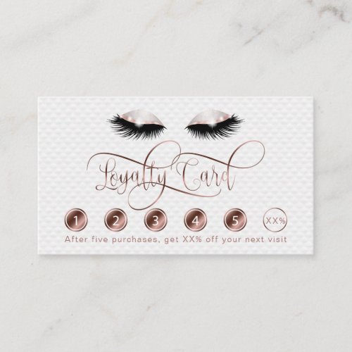 Makeup artist lashes eyes Rose gold glitter Loyalty Card