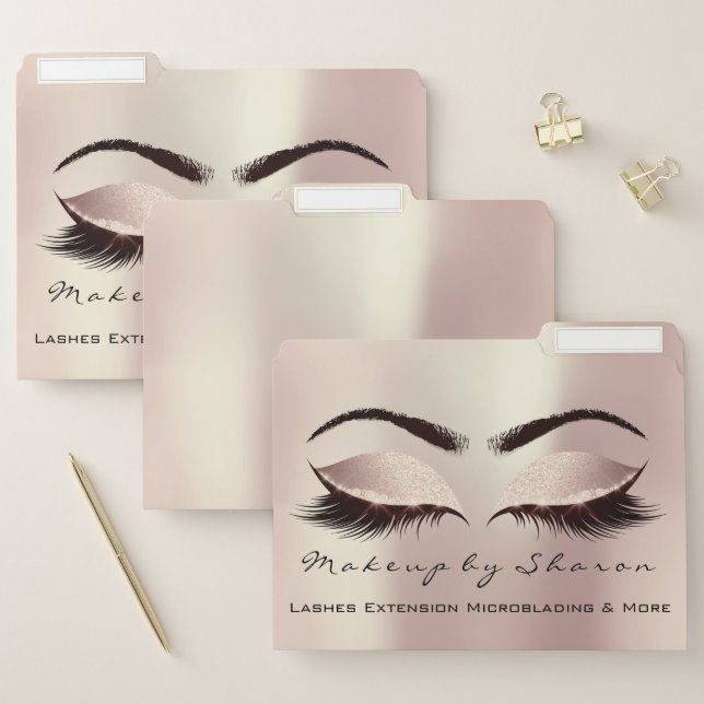 Makeup Artist Lashes Eyes Rose  Rose Glitter Exten File Folder (Set)