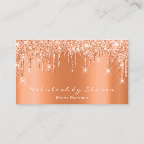 Makeup Artist Lashes Glitter Drips Coral Blogger Business Card
