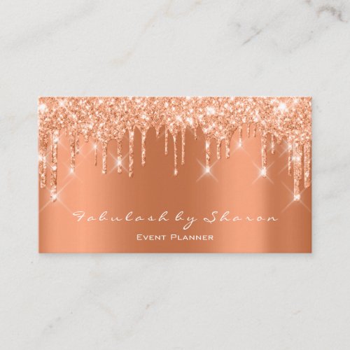 Makeup Artist Lashes Glitter Drips Coral Orange Business Card