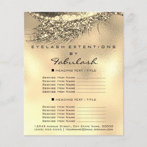 Makeup Artist Lashes Gold Lux Flyer 1 Page Prices