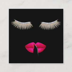 Makeup Artist Lashes & Hot Pink Lips Beauty Salon Square Business Card