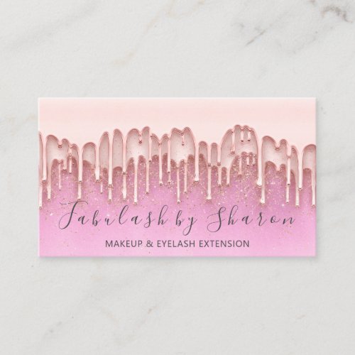Makeup Artist Lashes Influencer Drips Rose Pinky Business Card