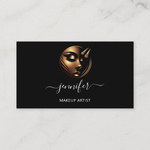 Makeup Artist Lashes Logo QR Code Black White Business Card
