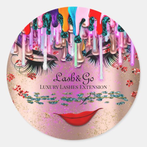 Makeup Artist Lashes Product Drips Magic Garden  Classic Round Sticker