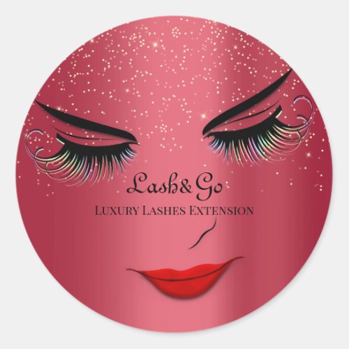 Makeup Artist Lashes Product Drips Red Glitter  Classic Round Sticker
