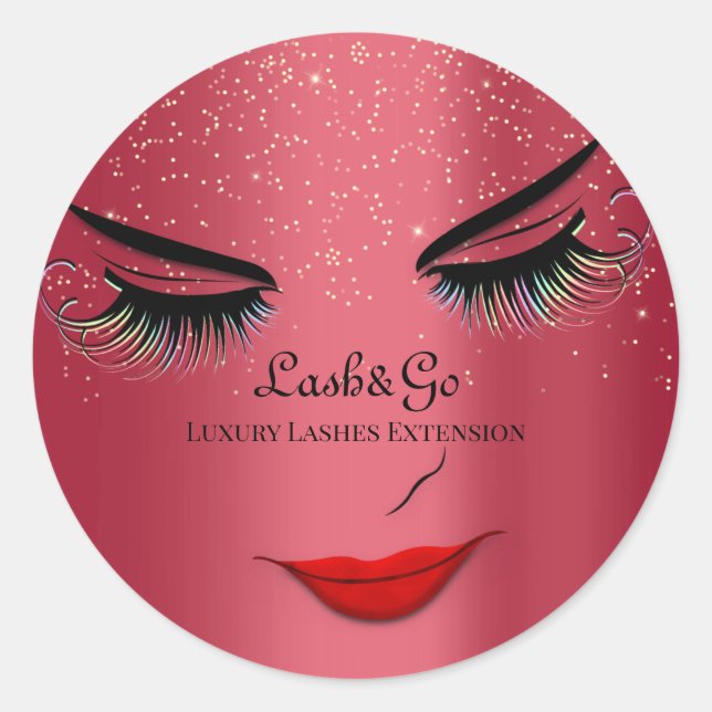 Makeup Artist Lashes Product Drips Red Glitter  Classic Round Sticker (Front)