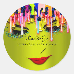 Makeup Artist Lashes Product Red Drip Green Classic Round Sticker