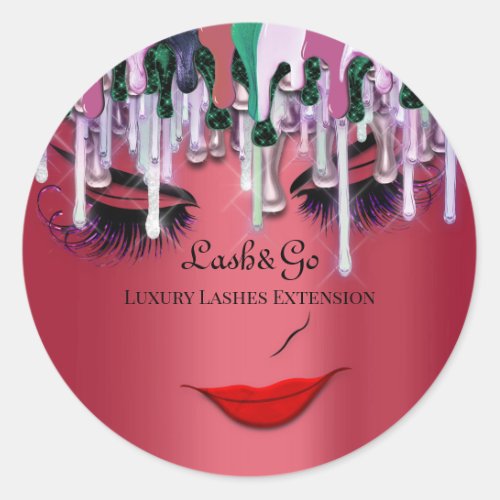 Makeup Artist Lashes Product Red Drip Ruby  Classic Round Sticker