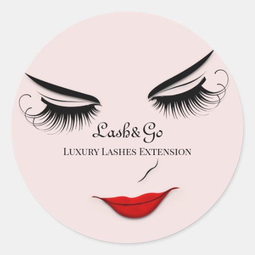 Makeup Artist Lashes Product Red Lips Kiss  Classic Round Sticker