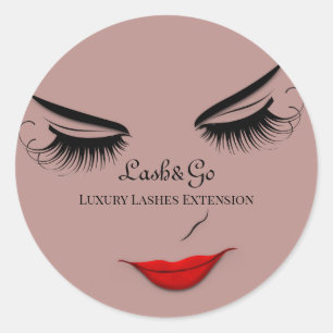 Makeup Artist Lashes Product Red Lips Skinny Classic Round Sticker