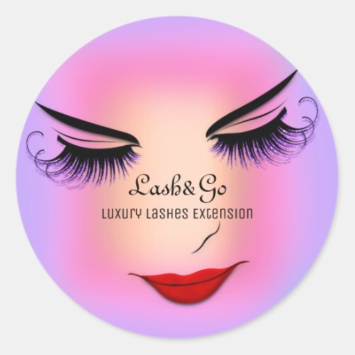 Makeup Artist Lashes Product Red Purple Rose Classic Round Sticker