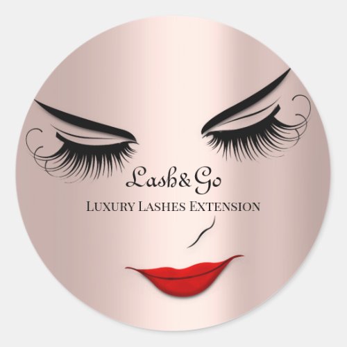 Makeup Artist Lashes Product Red Rose Classic Round Sticker