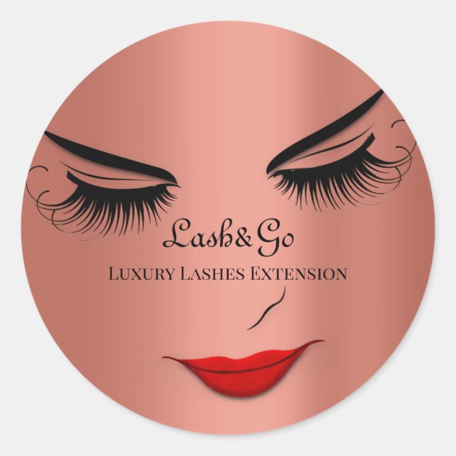 Makeup Artist Lashes Product Red Rose Glam Classic Round Sticker (Front)