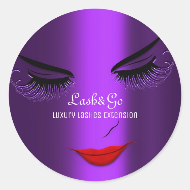 Makeup Artist Lashes Product Red Violet  Classic Round Sticker (Front)