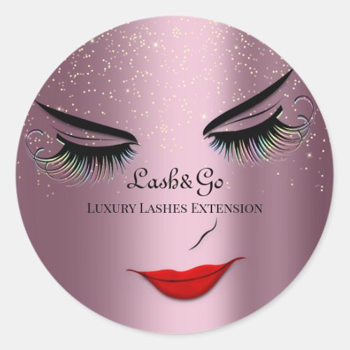Makeup Artist Lashes Product Rose Confetti Classic Round Sticker