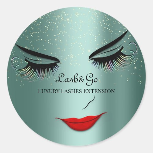 Makeup Artist Lashes Product Teal Confetti  Classic Round Sticker