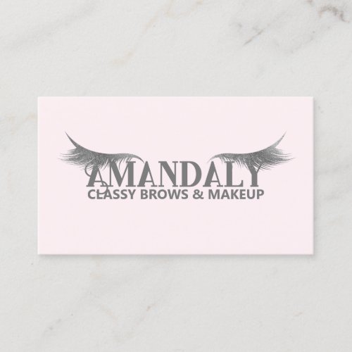 Makeup Artist Lashes QRLOGO Microblade Gray Pink Business Card