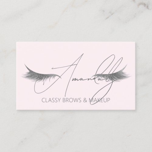 Makeup Artist Lashes QRLOGO Microblade Pink Gray Business Card