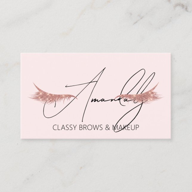 Makeup Artist Lashes QRLOGO Microblade Rose Pink  Business Card (Front)