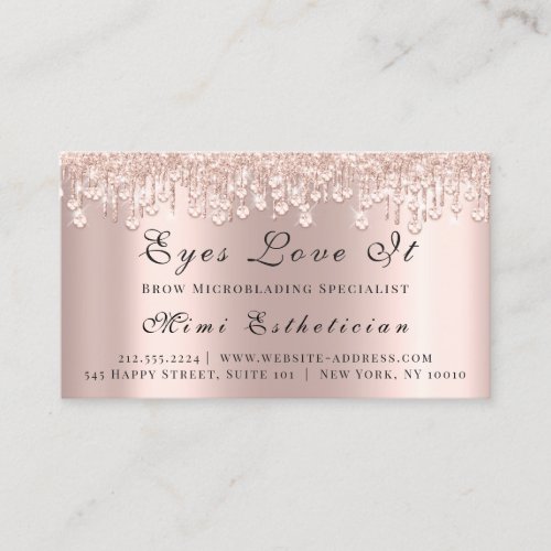 Makeup Artist Lashes Rose Drips Crystals Event VIP Appointment Card