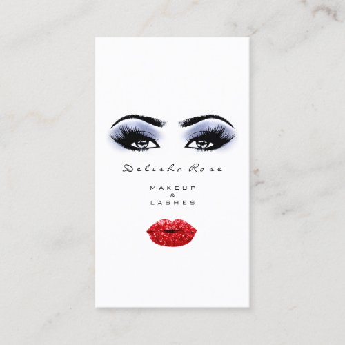 Makeup Artist Lashes Smoky Blue Red Lips Microblad Business Card