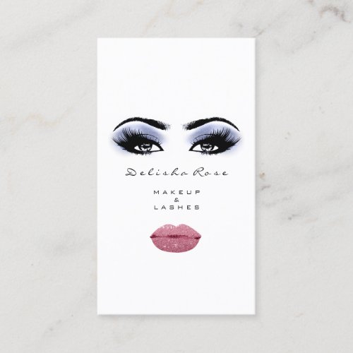 Makeup Artist Lashes Smoky Blue Rose Lips Kiss Business Card