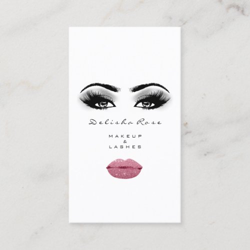 Makeup Artist Lashes Smoky Gray Rose Lips Kiss Business Card