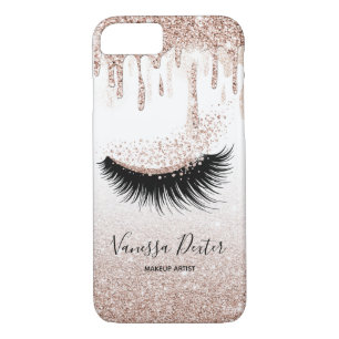 Makeup Artist Lashes Spark Drips Rose Gold iPhone 8/7 Case