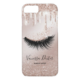 Makeup Artist Lashes Spark Drips Rose Gold iPhone 8/7 Case