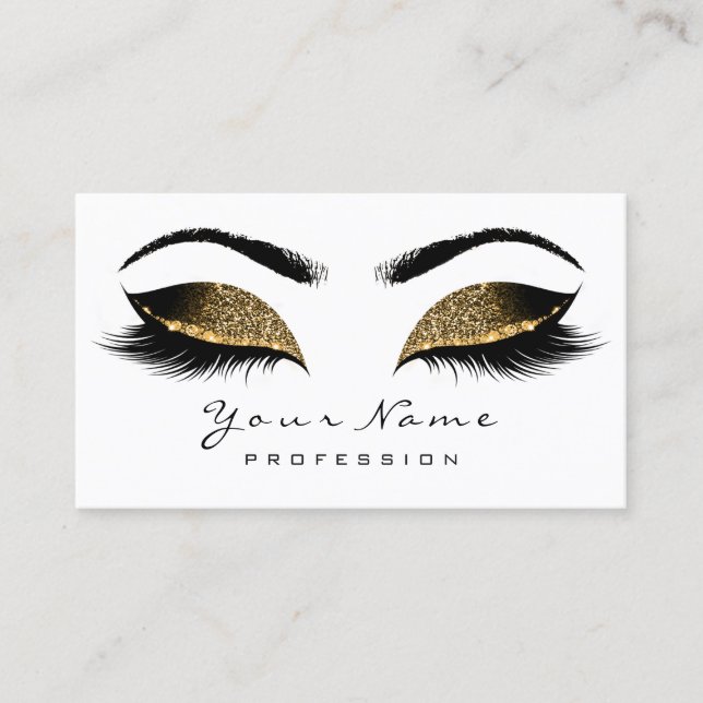 Makeup Artist Lashes White Gold Appointment Card (Front)