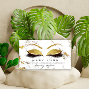 Makeup Artist  Lashes White Marble Gold Studio Business Card
