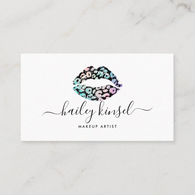 Makeup Artist Leopard Lip Business Card (Front)