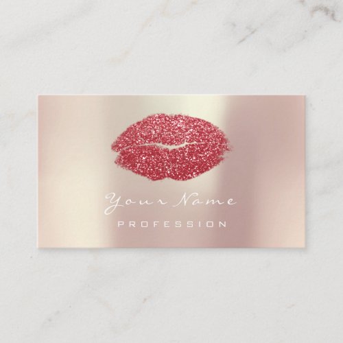 Makeup Artist Lip Powder Red Glam Lipstick Glitter Business Card