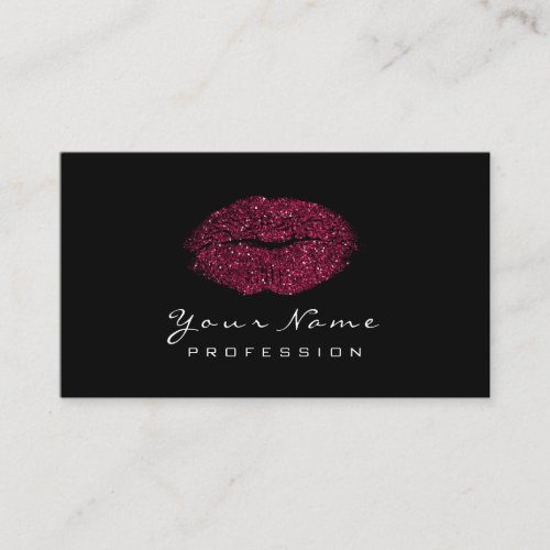 Makeup Artist Lips Beauty Glitter Burgundy Black Business Card