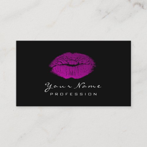 Makeup Artist Lips Beauty Pink Fuchsia Black White Business Card