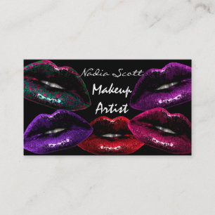 Makeup Artist Lips Black Business Card