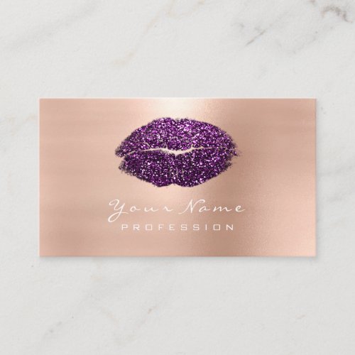 Makeup Artist Lips Blush Violet Lipstick Glitter Business Card