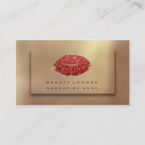 Makeup Artist Lips Bronze Red Gold Kiss Glitter Business Card