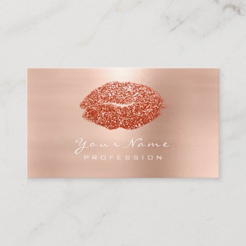 Makeup Artist Lips Coral Peach Lipstick Glitter Business Card