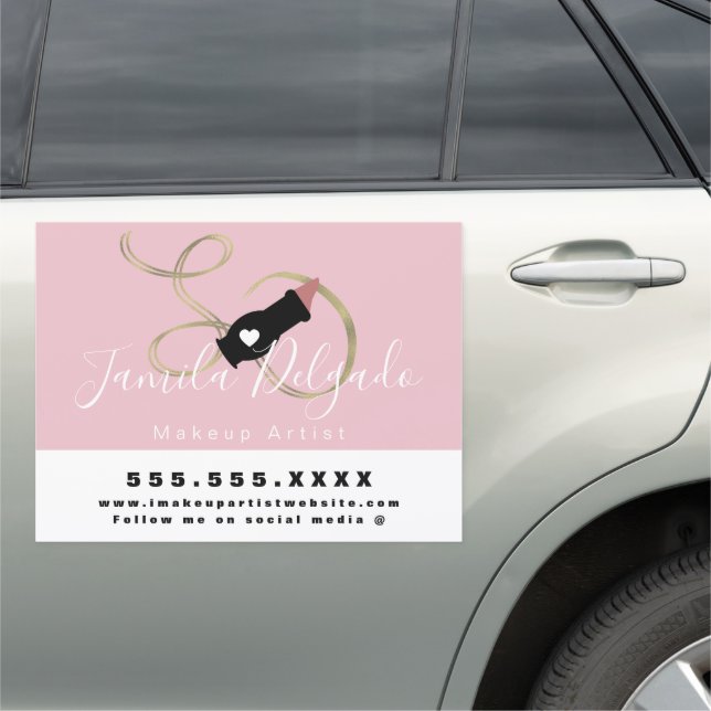 Makeup Artist Lips Lipstick Swirl Logo Business B Car Magnet (In Situ)