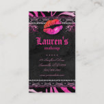 Makeup Artist Lips N Lace Pink Zebra Business Card at Zazzle