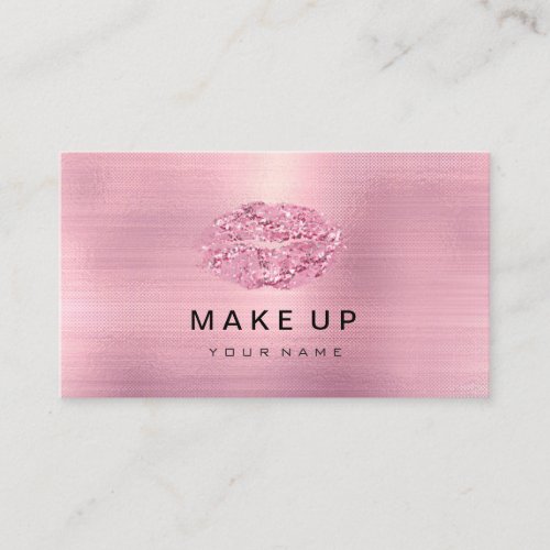 Makeup Artist Lips Pink Rose Gold Glitter Beauty M Business Card