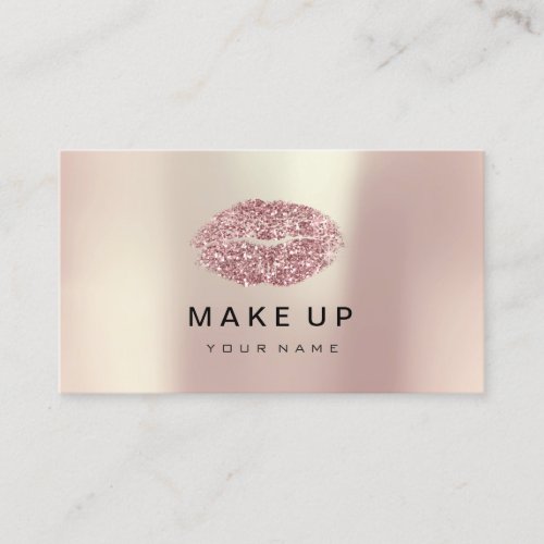 Makeup Artist Lips Pink Rose Gold Red Bean Glitter Business Card