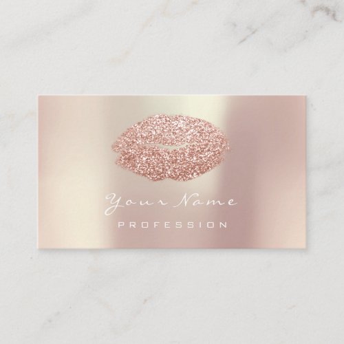 Makeup Artist Lips Powder Rose Lipstick Glitter Business Card