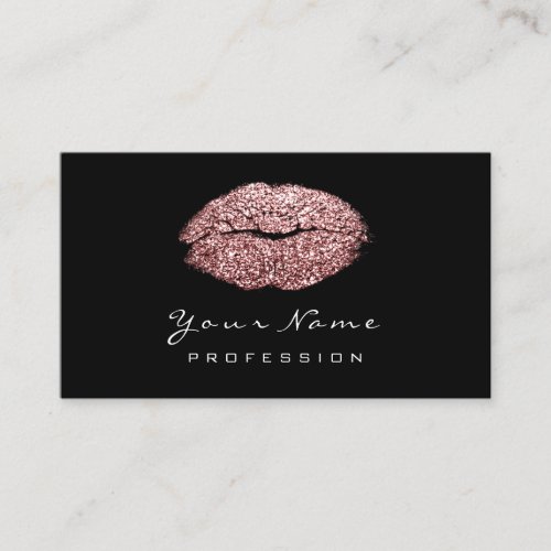 Makeup Artist Lips Rose Gold Pink Lipstick Glitter Business Card