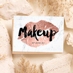 Makeup artist lips rose gold typography marble flyer<br><div class="desc">A modern,  stylish makeup artist with modern hand lettering style brush typography in black on a faux rose gold foil lips on a trendy and elegant white marble background. If you need any customization,  don't hesitate in contacting me</div>