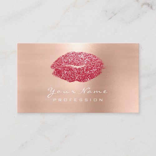 Makeup Artist Lips Skin Red Rose Lipstick Glitter Business Card