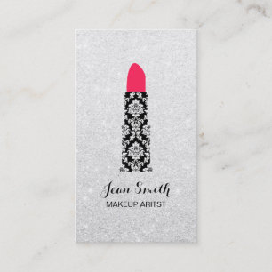 Makeup Artist Lipstick Beauty Salon Silver Glitter Business Card