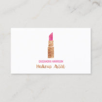 Makeup Artist Lipstick Watercolor Sequin Elegant Business Card